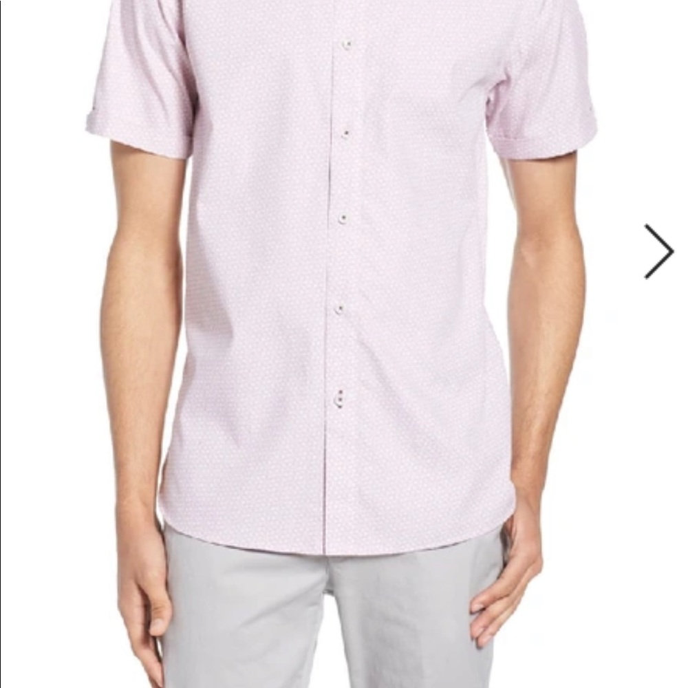 TED BAKER Rakoon Rectangle Geo Print Slim Fit Shirt In Dusky Pink size 3